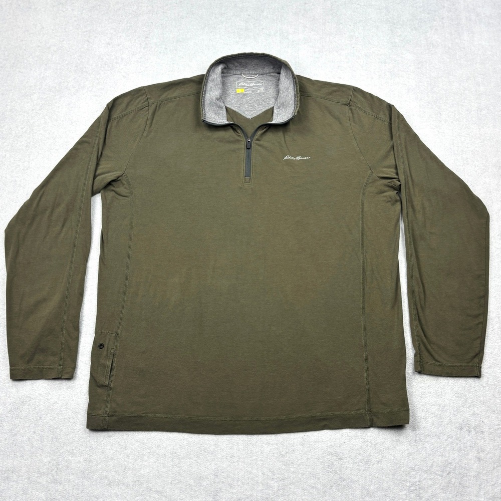 Eddie Bauer Travex Shirt Mens TXL Olive Green FreeDry Quarter Zip Pullover Tall